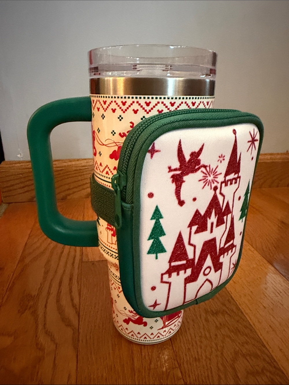 Disney 30oz travel tumbler mug with handle and matching zip pouch